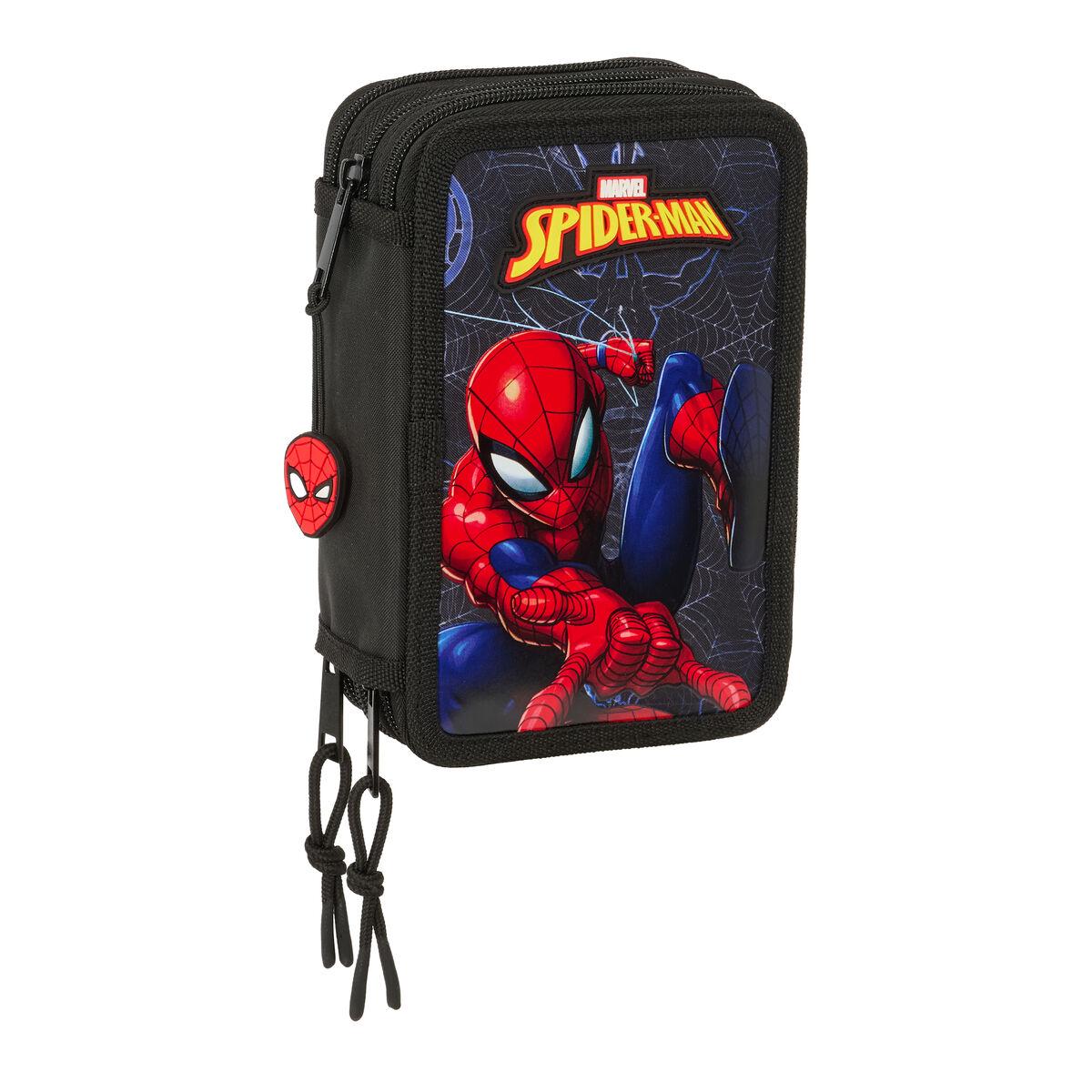 Spider-Man penalhus med tilbehør - Attack, sort, 37 dele (12,5 × 19,5 × 5,5 cm)