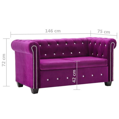 2-personers chesterfieldsofa fløjlsbetræk 146 x 75 x 72 lilla