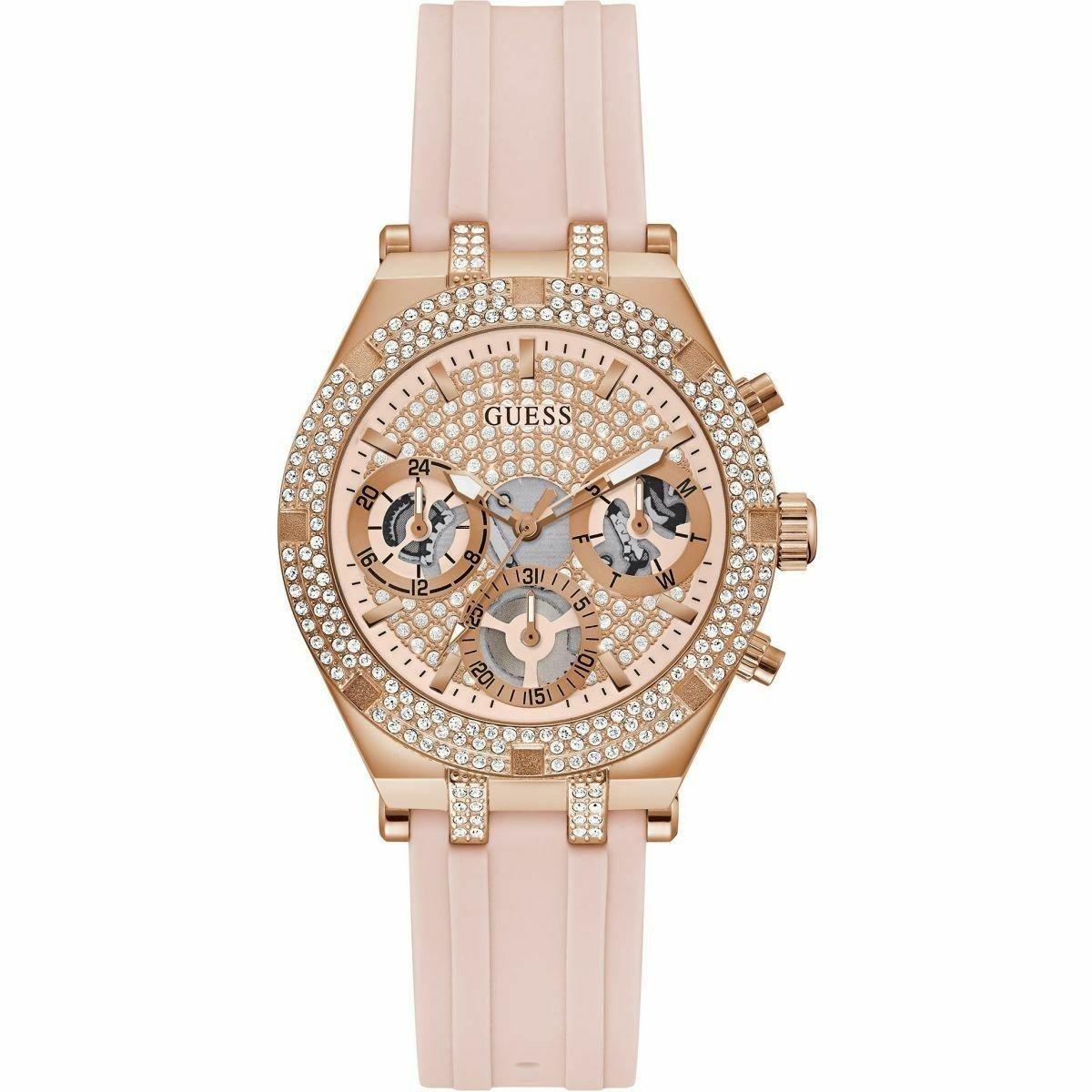Guess dameur GW0407L3, pink silikonelænke, Ø 38 mm
