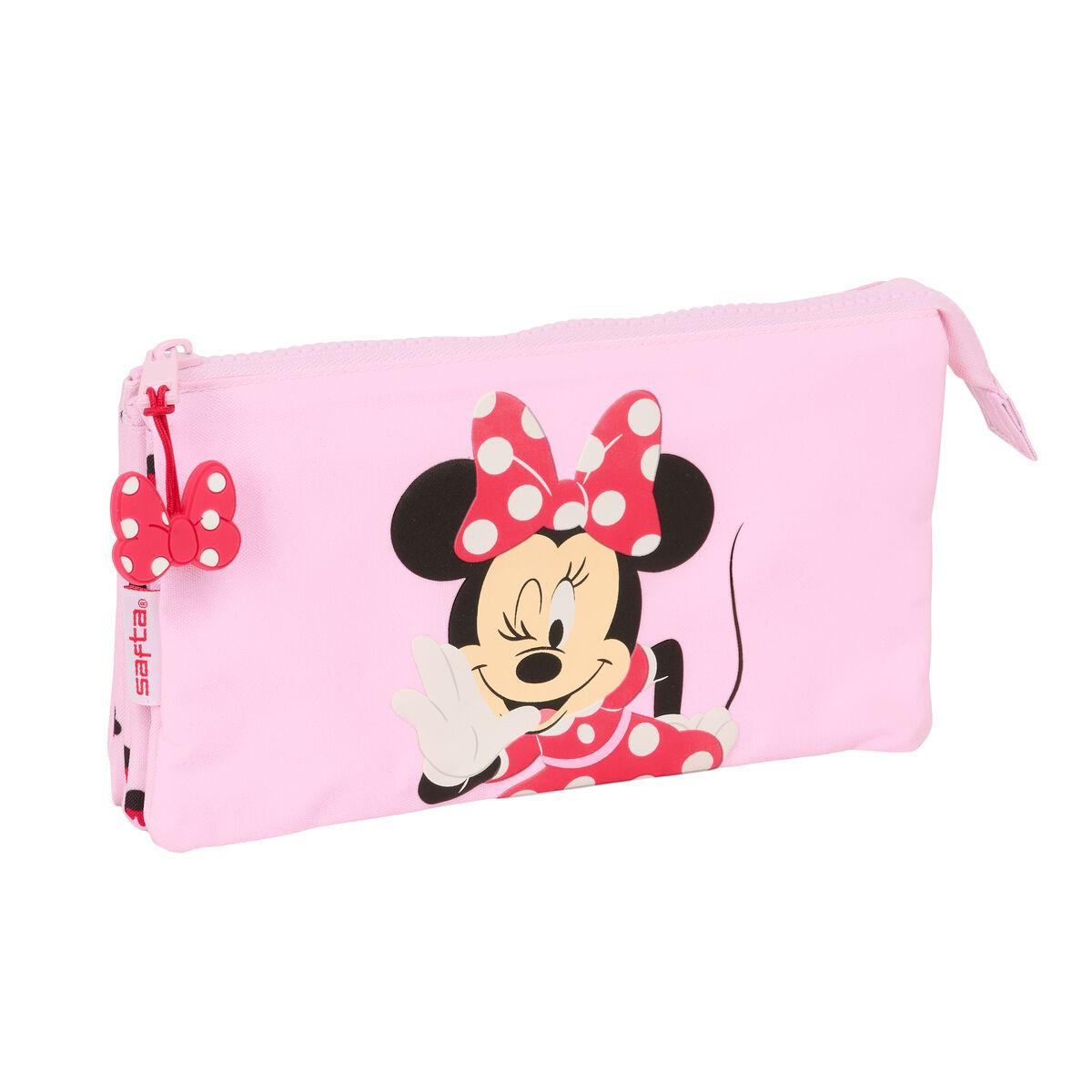Minnie Mouse tredobbelt penalhus - Naive Pink, 22 × 12 × 3 cm