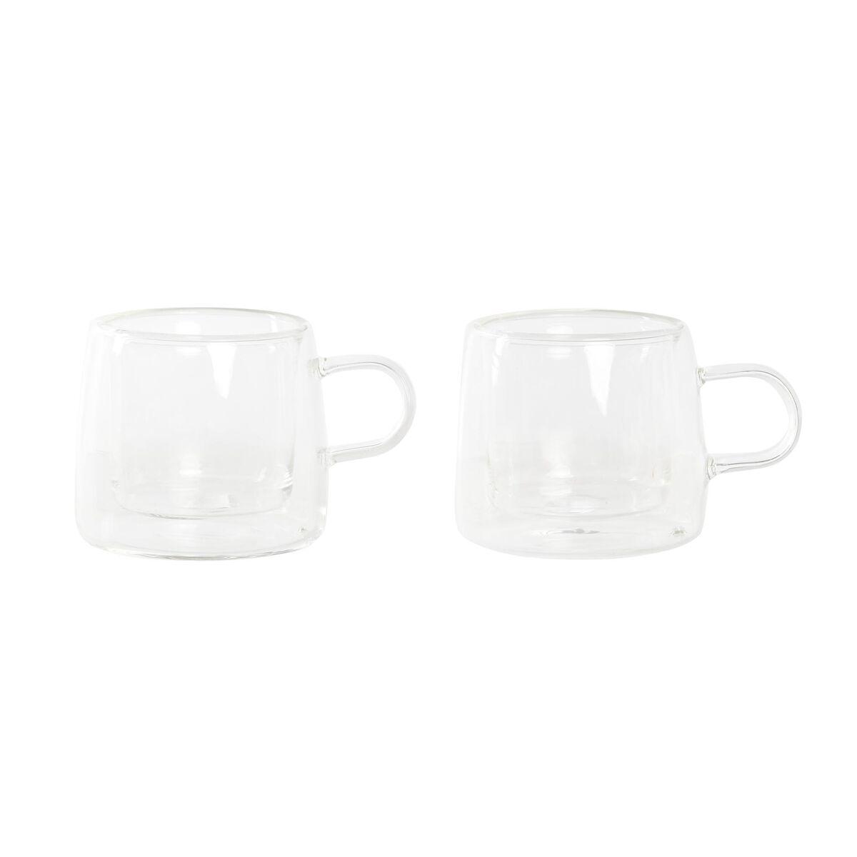 Dele kaffekopsæt DKD Home Decor Krystal Gennemsigtig Borosilikatglas (80 ml)