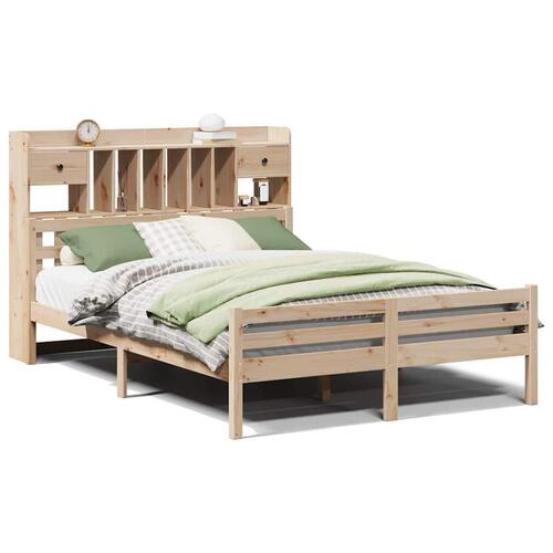 Seng med reol uden madras 160x200 cm massivt fyrretræ