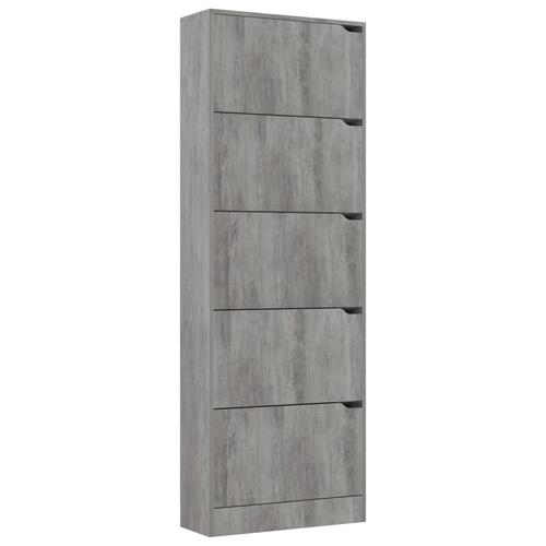 Skoskab med 5 låger 59x24x167 cm spånplade betongrå