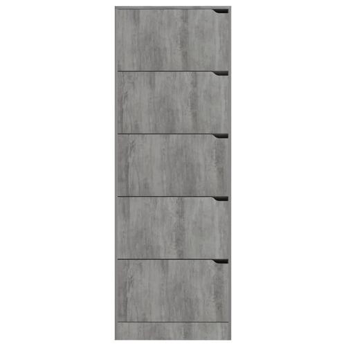 Skoskab med 5 låger 59x24x167 cm spånplade betongrå
