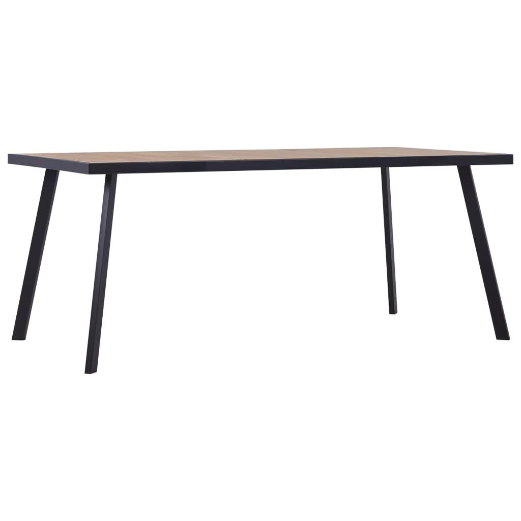 Spisebord 200x100x75 cm MDF sort og lyst træ