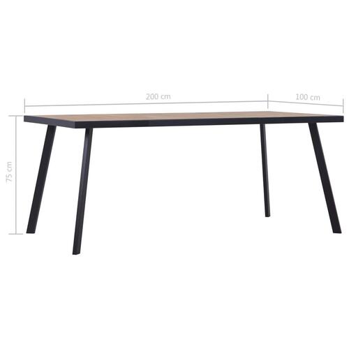 Spisebord 200x100x75 cm MDF sort og lyst træ