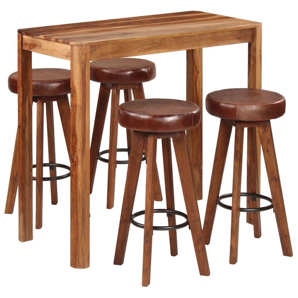 Barsæt 5 dele 115x56x107 cm massivt træ
