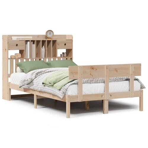 Seng med reol uden madras 135x190 cm massivt fyrretræ