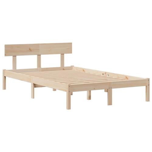 Seng med reol uden madras 135x190 cm massivt fyrretræ