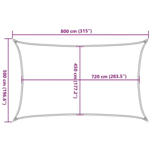 Solsejl 5x8 m 160 g/m² HDPE rektangulær orange