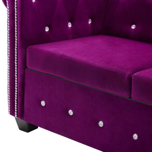 L-formet chesterfieldsofa fløjlsbetræk 199 x 142 x 72 lilla