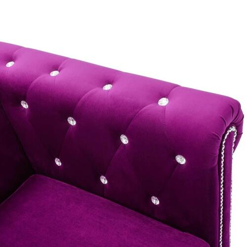L-formet chesterfieldsofa fløjlsbetræk 199 x 142 x 72 lilla