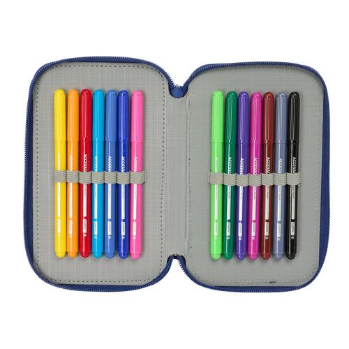 Tredobbelt Penalhus F.C. Barcelona Marineblå 12,5 x 19,5 x 5,5 cm 37 Dele