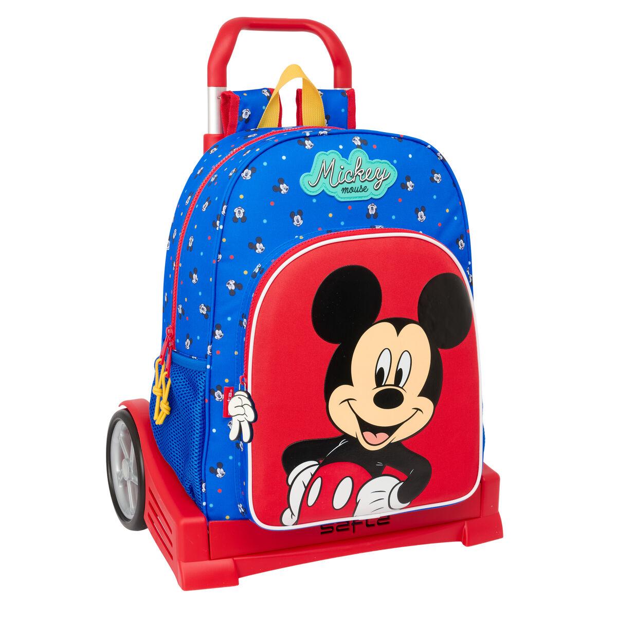 Skolerygsæk med hjul Mickey Mouse Clubhouse - blå 33 × 42 × 14 cm