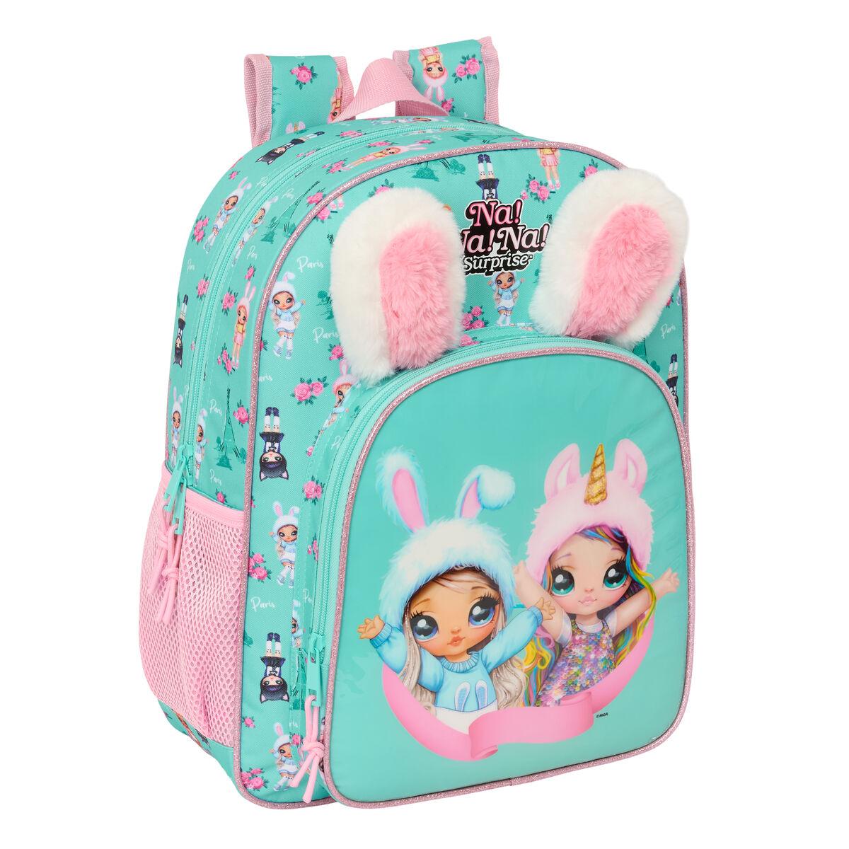 Na!Na!Na! Surprise skoletaske - Bunny, pink/turkis, 32 × 38 × 12 cm