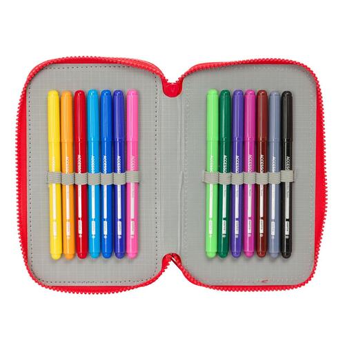 Tredobbelt Penalhus Mickey Mouse Clubhouse Good day Blå 12,5 x 19,5 x 5,5 cm 37 Dele