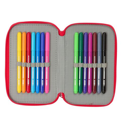 Tredobbelt Penalhus Hello Kitty Iconic Hvid Rød 12,5 x 19,5 x 5,5 cm 37 Dele