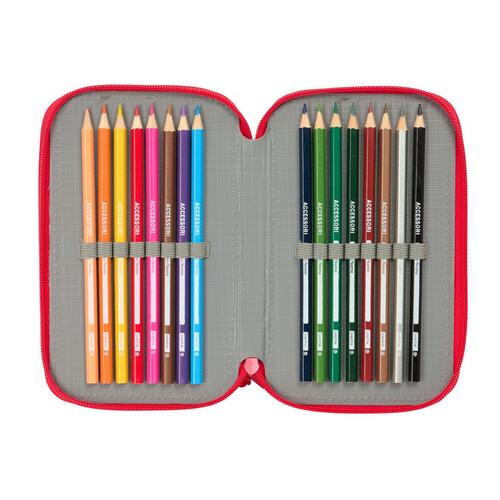 Tredobbelt Penalhus Hello Kitty Iconic Hvid Rød 12,5 x 19,5 x 5,5 cm 37 Dele
