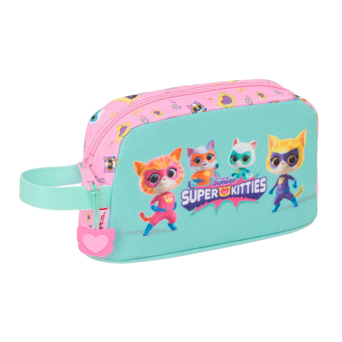 SuperKitties penalhus - pink/turkis, 21,5 × 12 × 6,5 cm