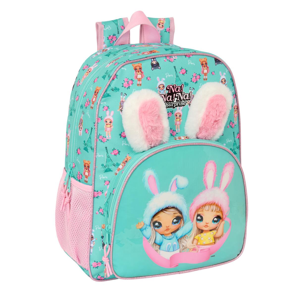 Na!Na!Na! Surprise skoletaske - Bunny, pink/turkis, 33 × 42 × 14 cm
