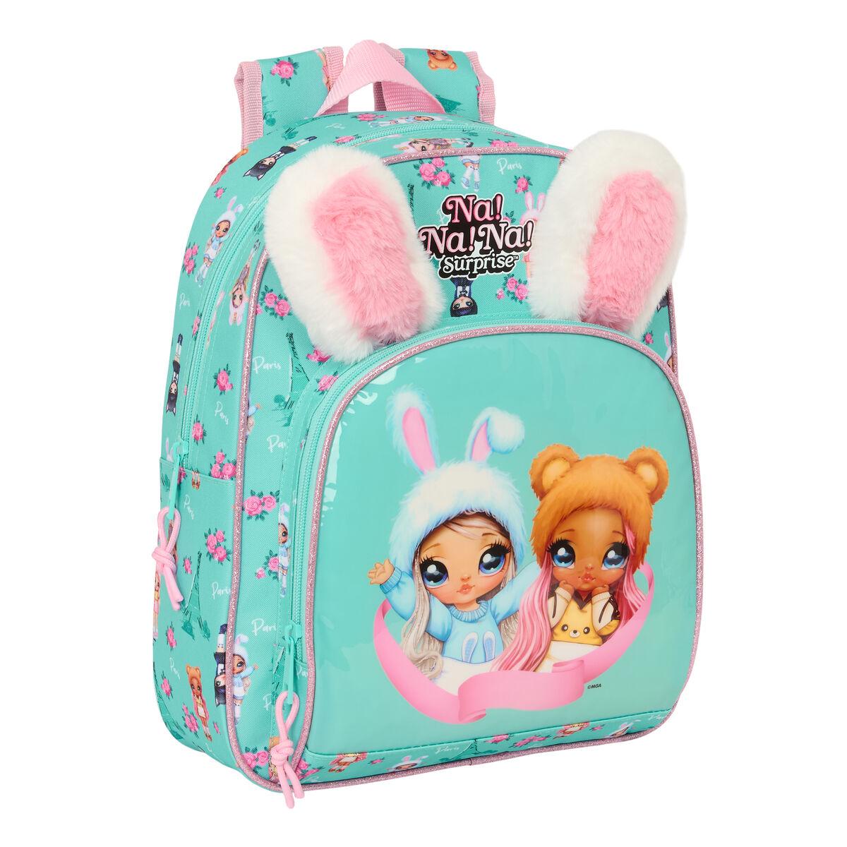 Na!Na!Na! Surprise skoletaske - Bunny, pink/turkis, 28 × 34 × 10 cm