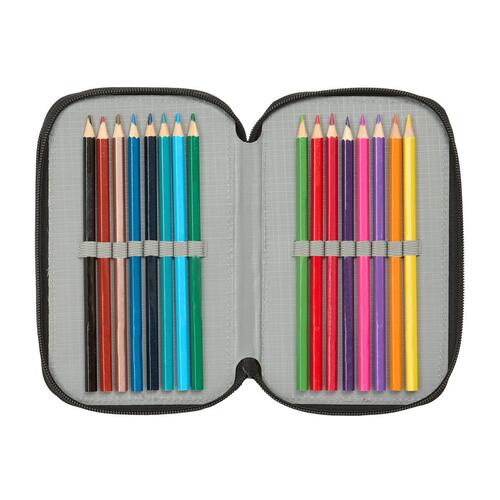 Tredobbelt Penalhus Naruto Sort 12,5 x 19,5 x 5,5 cm 37 Dele
