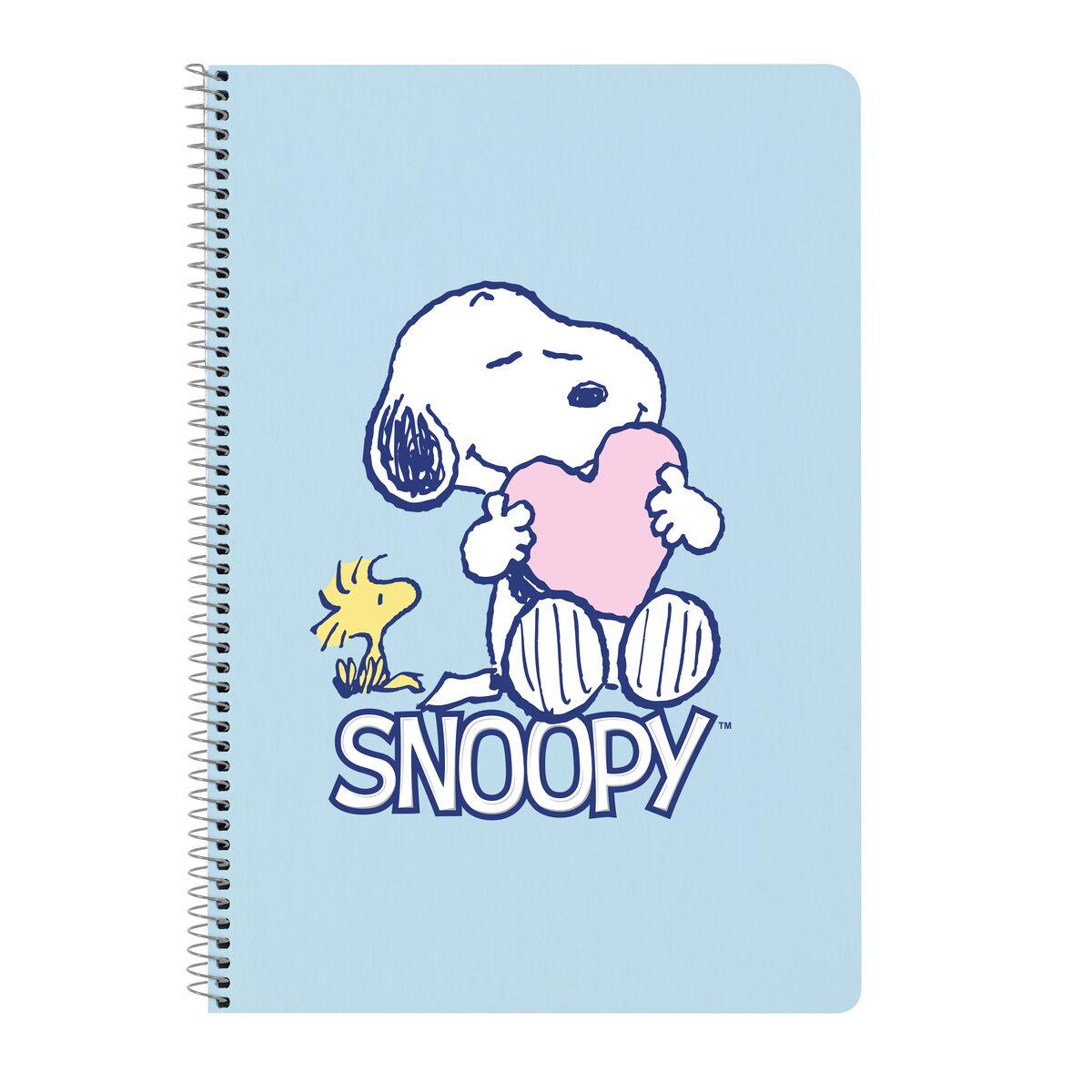 Snoopy notesbog A4 - Love, blå, 80 ark, spiral
