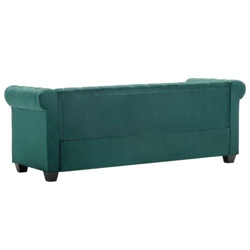 3-personers chesterfieldsofa fløjlsbeklædning 199 x 75 x 72 cm grøn