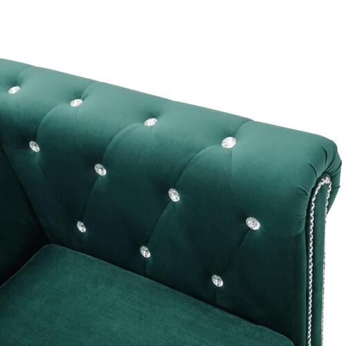 3-personers chesterfieldsofa fløjlsbeklædning 199 x 75 x 72 cm grøn