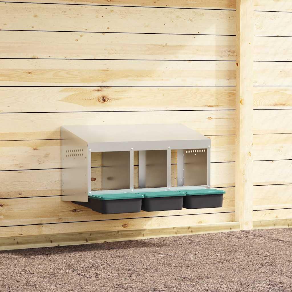 Redekasse til høns 3 rum vægmonteret galvaniseret stål