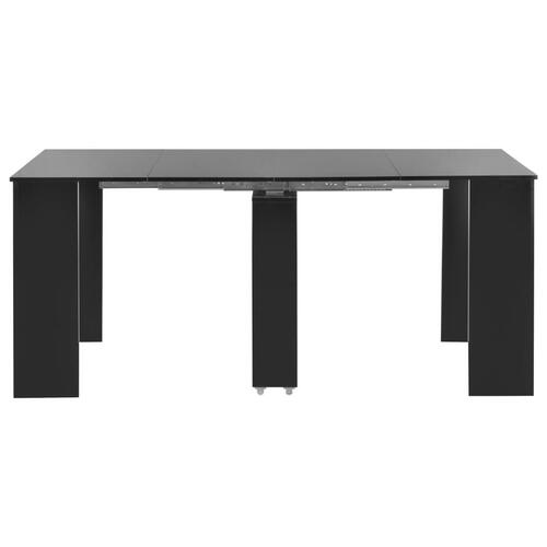 Udvideligt spisebord 175 x 90 x 75 cm sort højglans