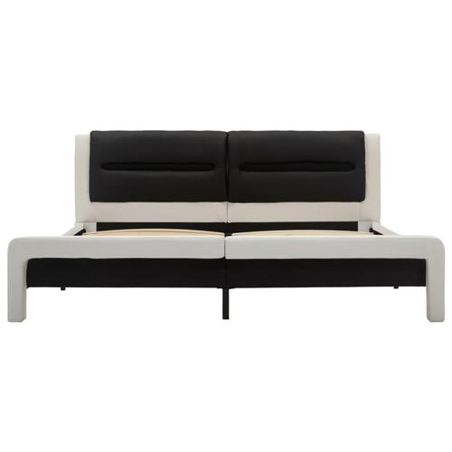 Sengestel med LED 180x200 cm kunstlæder hvid og sort