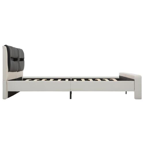 Sengestel med LED 180x200 cm kunstlæder hvid og sort