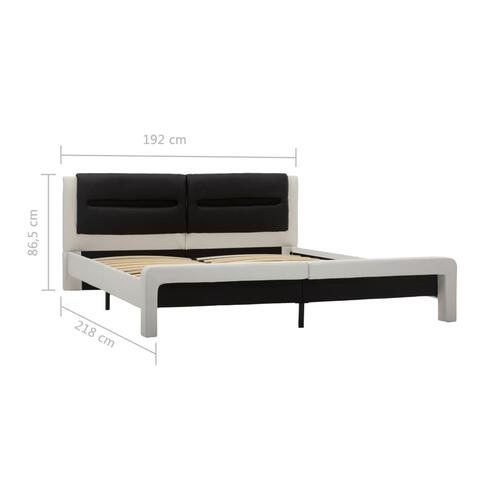 Sengestel med LED 180x200 cm kunstlæder hvid og sort