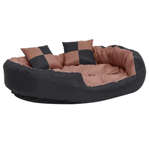 Hundepude 110x80x23 cm vendbar og vaskbar sort og brun