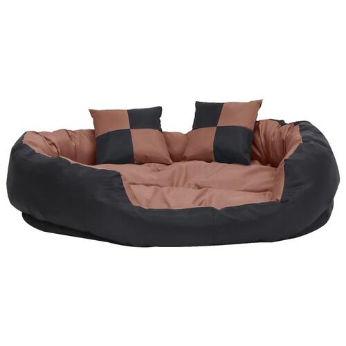 Hundepude 110x80x23 cm vendbar og vaskbar sort og brun
