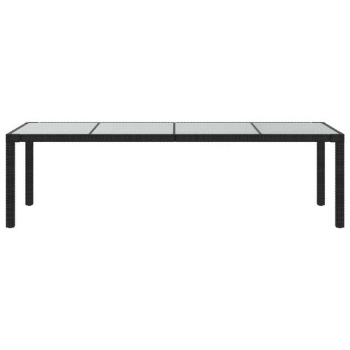 Havebord 250x100x75 cm hærdet glas og polyrattan sort