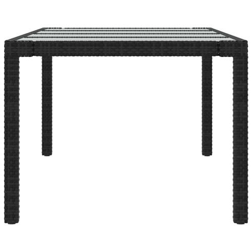 Havebord 250x100x75 cm hærdet glas og polyrattan sort