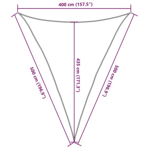 Solsejl 4 x 5 x 5 m trekantet HDPE 160 g/m² lysegrå