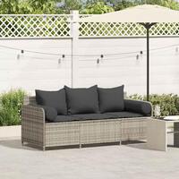 3-personers havesofa med hynder polyrattan lysegrå