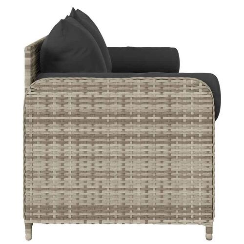 3-personers havesofa med hynder polyrattan lysegrå