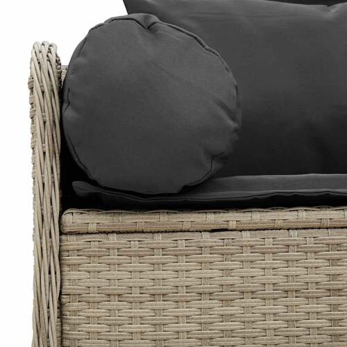 3-personers havesofa med hynder polyrattan lysegrå