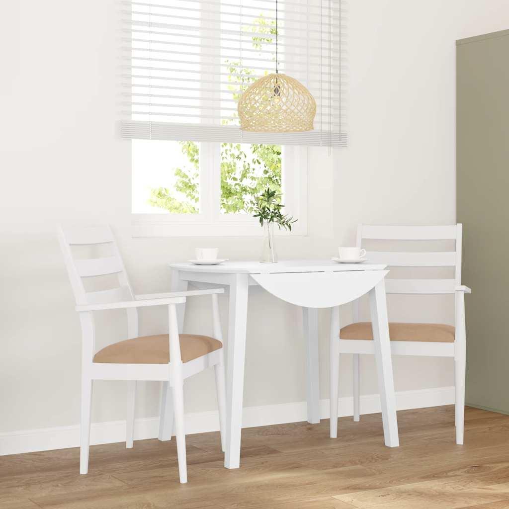 Spisebordsstole med hynder 2 stk. massivt gummitræ hvid billede