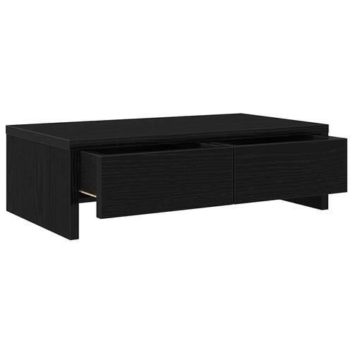 Skærmholder med skuffer 50x27x15 cm konstrueret træ sort eg