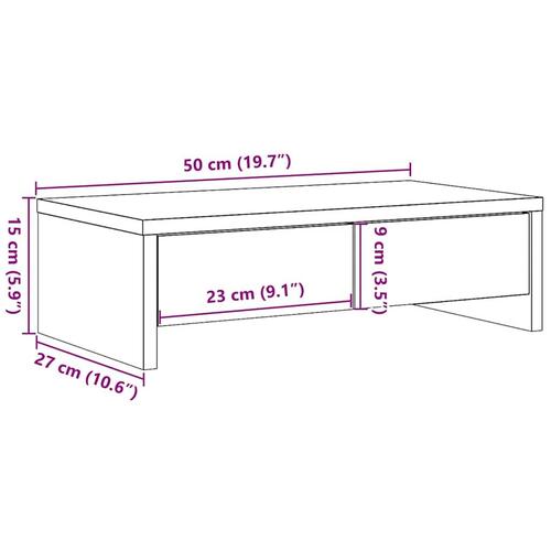 Skærmholder med skuffer 50x27x15 cm konstrueret træ sort eg