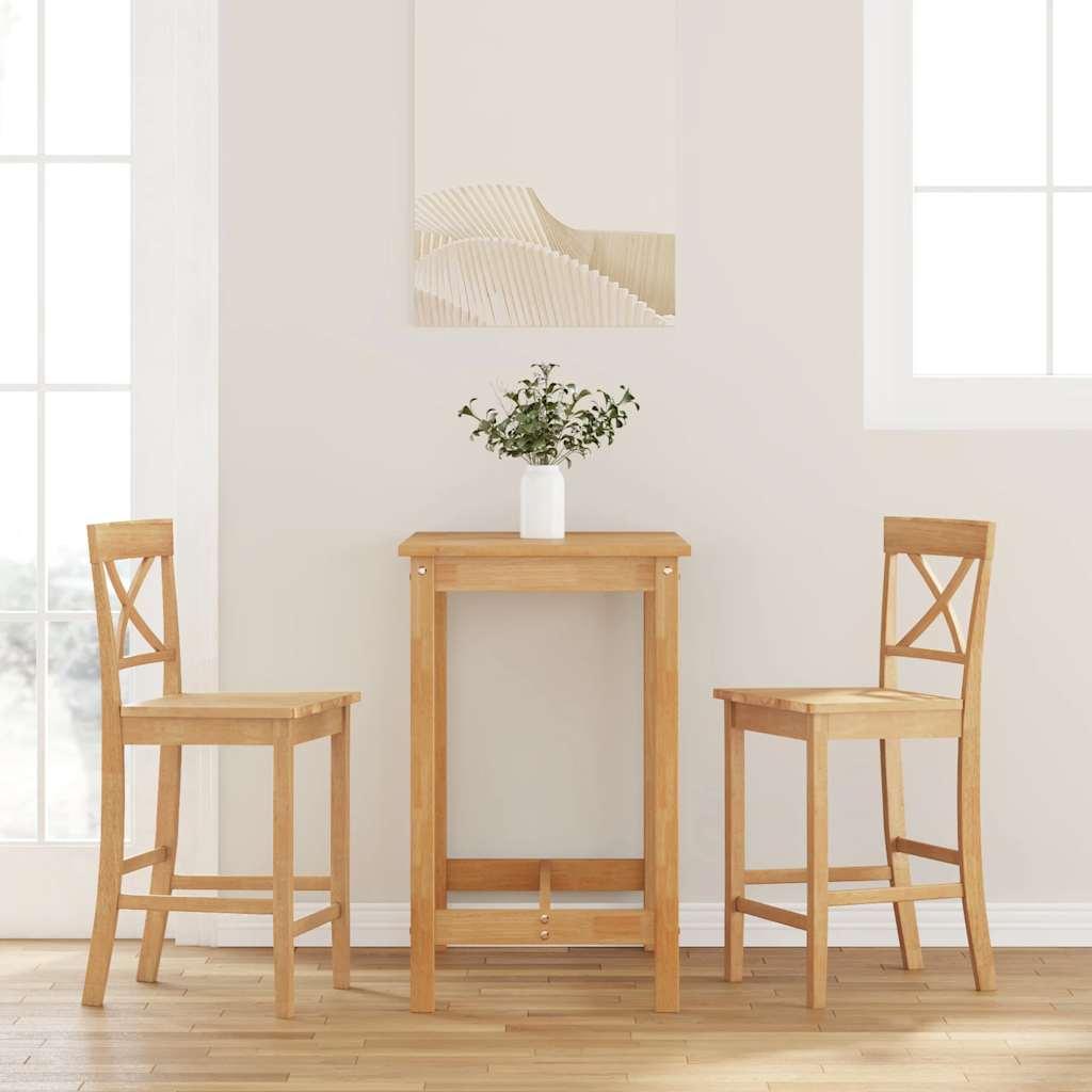 barstole 2 stk. massivt gummitræ naturfarvet