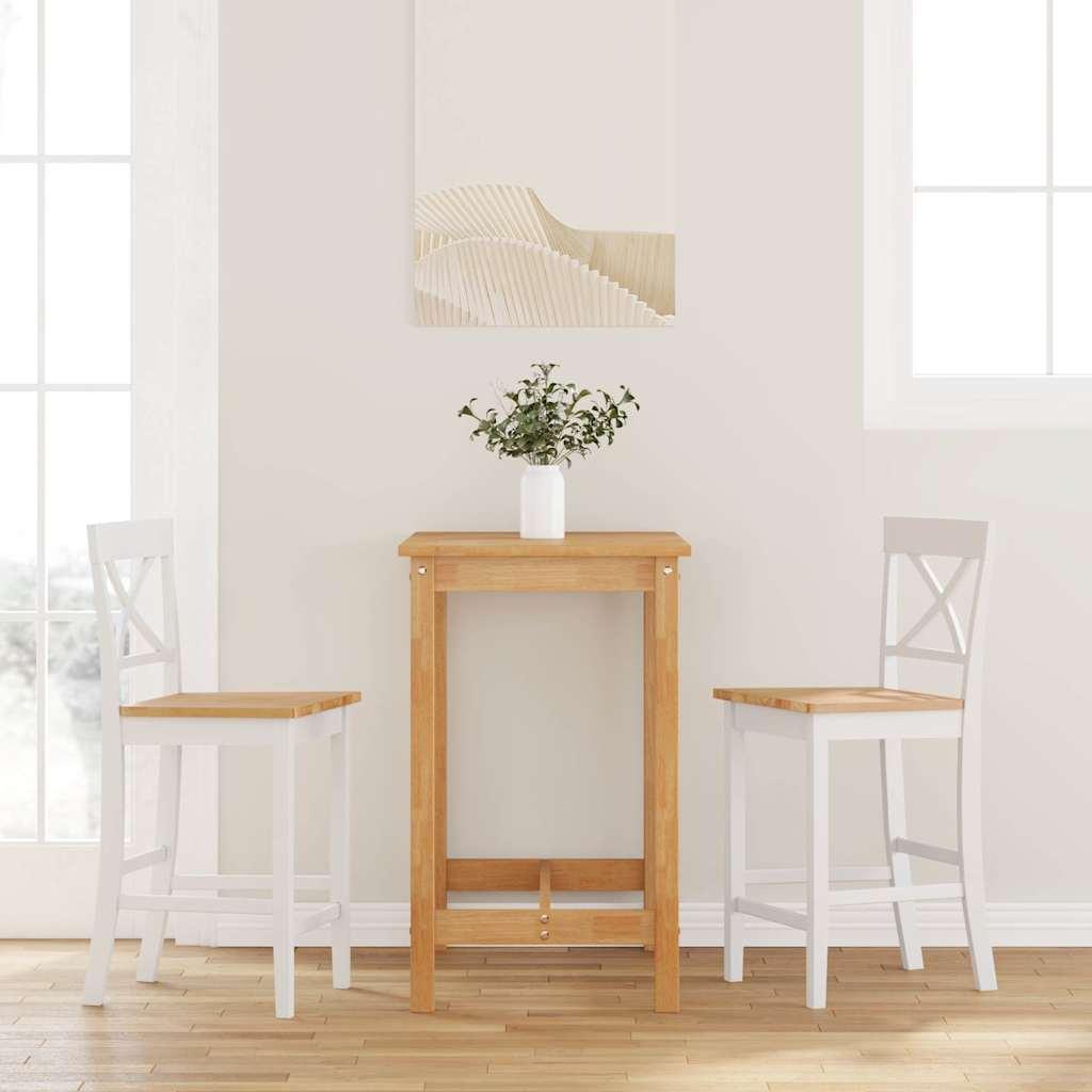 Barstole Massivt Gummitræ - hvid og naturfarvet