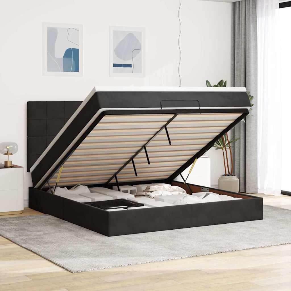 Osmannisk sengeramme med madrasser 180x200 cm fløjl sort billede