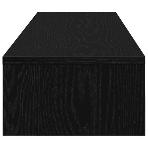 Skærmstander med skuffer 100x27x15 cm konstrueret træ sort eg
