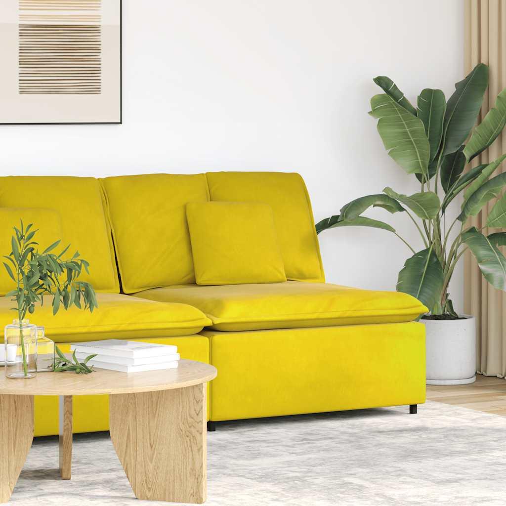 Modulopbygget sofa-centermodul med hynder 100 cm - gul fløjl billede